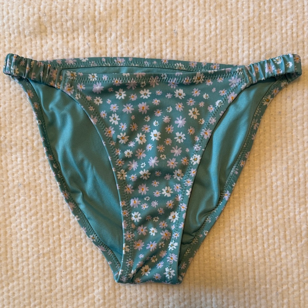 Aeropostale Teal Blue Flower Print Cheeky Bikini Bottom Size XS - Picture 1 of 6